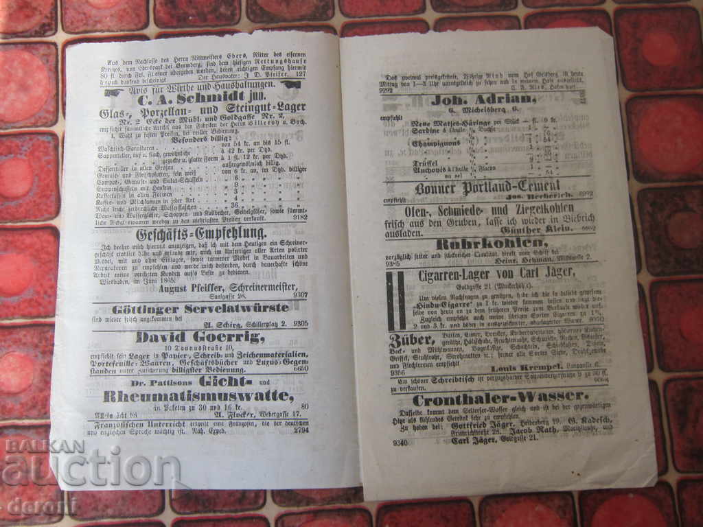 Delivery of Old German Journal 1865 Original 13 Delivery of Old German Journal 1865 Original 13