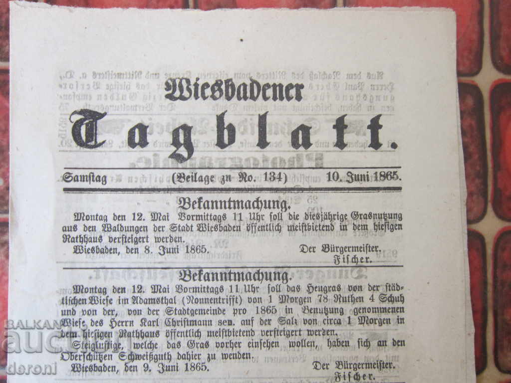 Old German Journal 1865 Original 14 with price 15.00 BGN | € 7.67 Old German Journal 1865 Original 14 with price 15.00 BGN | € 7.67