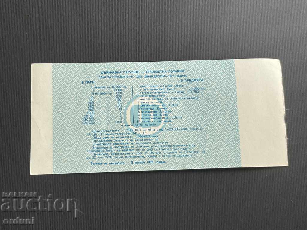 2189 Bulgaria lottery ticket 50 st. 1975 12 Lottery Title with price 5.00 BGN | € 2.56 2189 Bulgaria lottery ticket 50 st. 1975 12 Lottery Title with price 5.00 BGN | € 2.56
