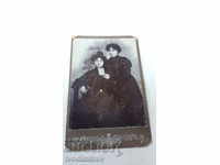 Photo Two young girls in black dresses 1906 Cardboard