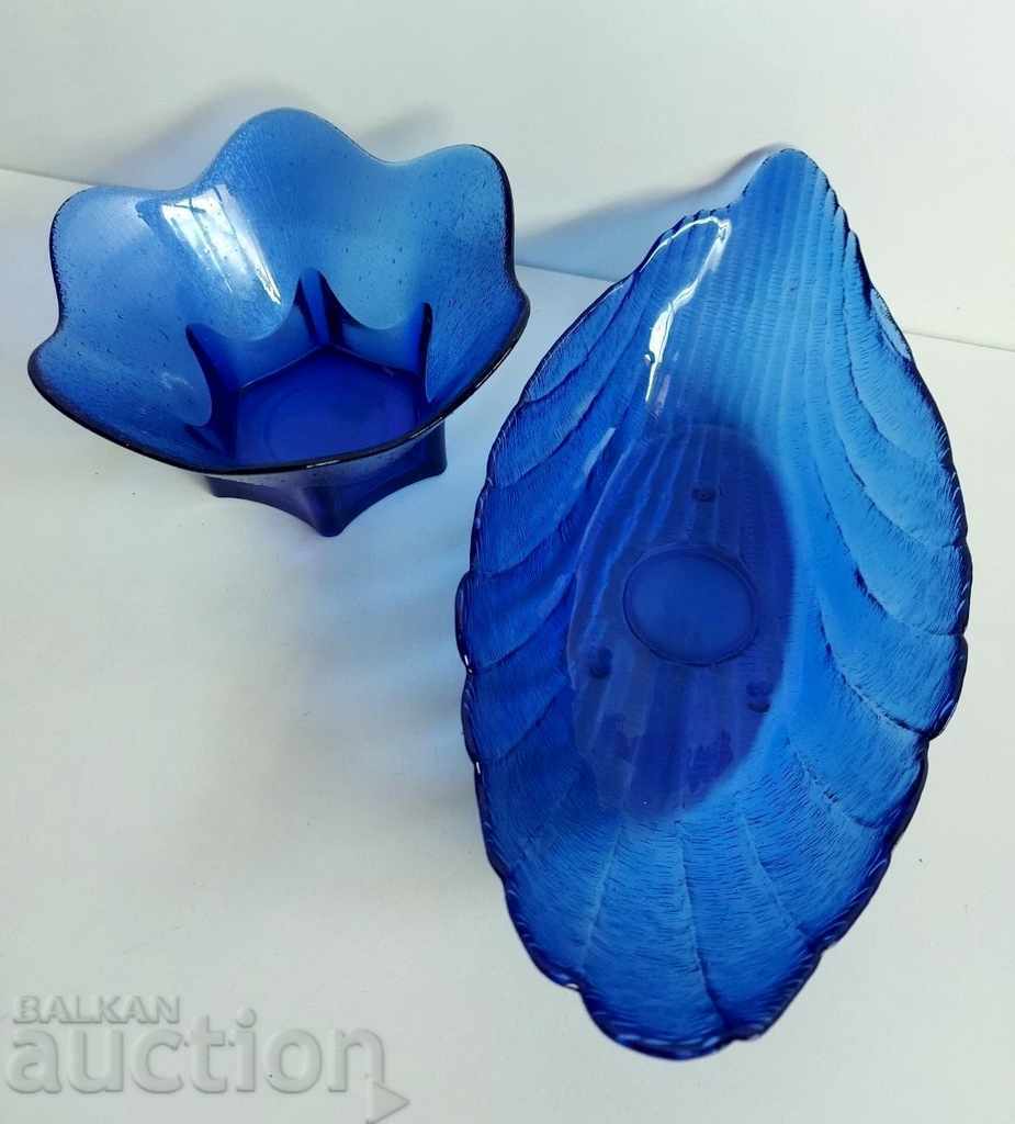 SOC LOT GLASS ARCOPAL BONBONIER FRUIT BREAKER SOCA BLUE BLUE - 6