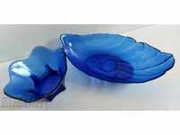 SOC LOT GLASS ARCOPAL BONBONIER FRUIT BREAKER SOCA BLUE BLUE