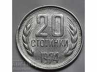 Bulgaria 20 stotinki 1974 (defect de matrice)