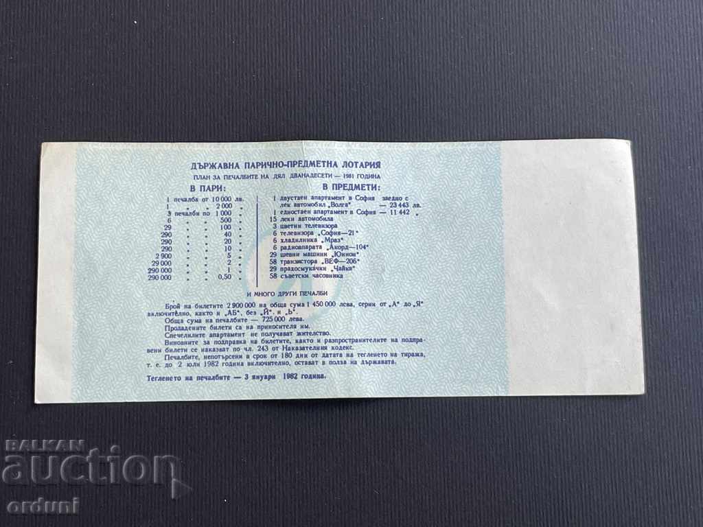 2211 Bulgaria lottery ticket 50 st. 1981 12 Lottery Title with price 5.00 BGN | € 2.56 2211 Bulgaria lottery ticket 50 st. 1981 12 Lottery Title with price 5.00 BGN | € 2.56