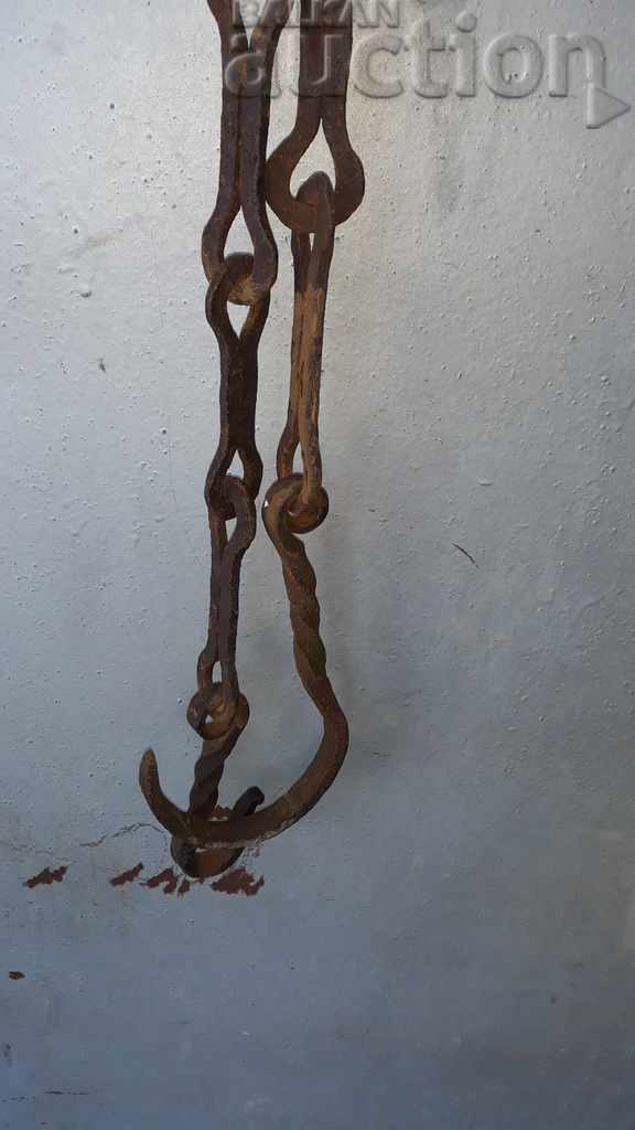 Old forged chain with hook, hearth for hearth chain hook with price 41.00 BGN | € 20.96 Old forged chain with hook, hearth for hearth chain hook with price 41.00 BGN | € 20.96