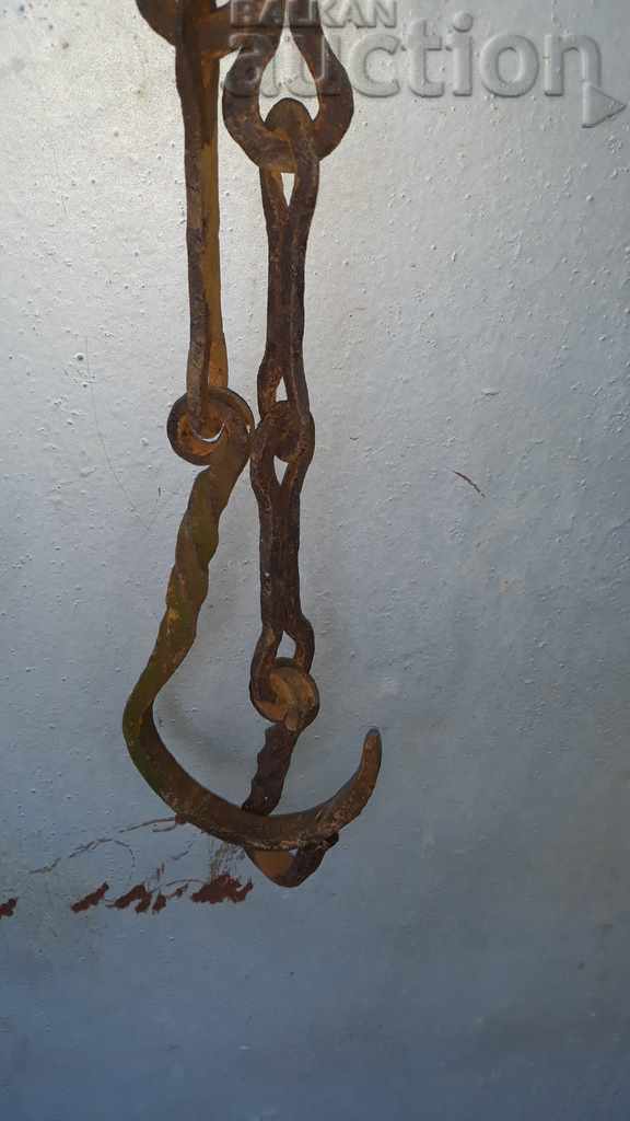 Delivery of Old forged chain with hook, hearth for hearth chain hook Delivery of Old forged chain with hook, hearth for hearth chain hook
