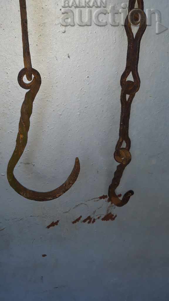 Old forged chain with hook, hearth for hearth chain hook - 5 Old forged chain with hook, hearth for hearth chain hook - 5