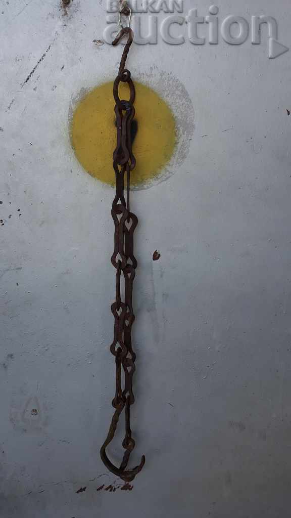 Old forged chain with hook, hearth for hearth chain hook - 6 Old forged chain with hook, hearth for hearth chain hook - 6