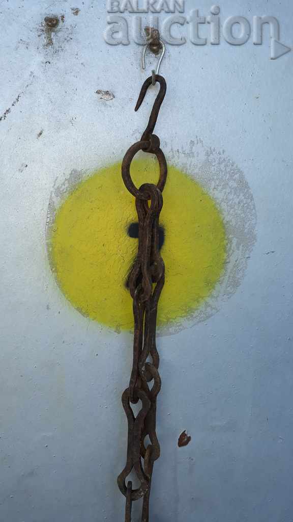 Old forged chain with hook, hearth for hearth chain hook - 7