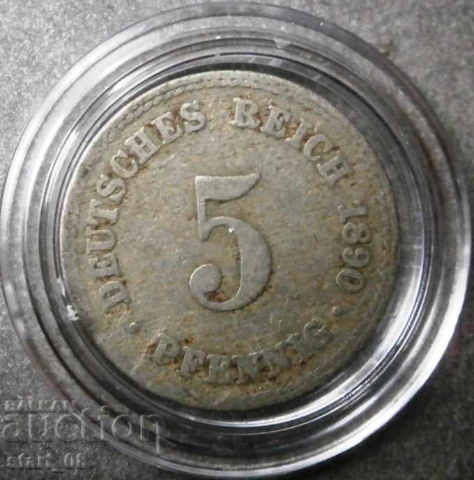 Γερμανία 5 pfennig 1890