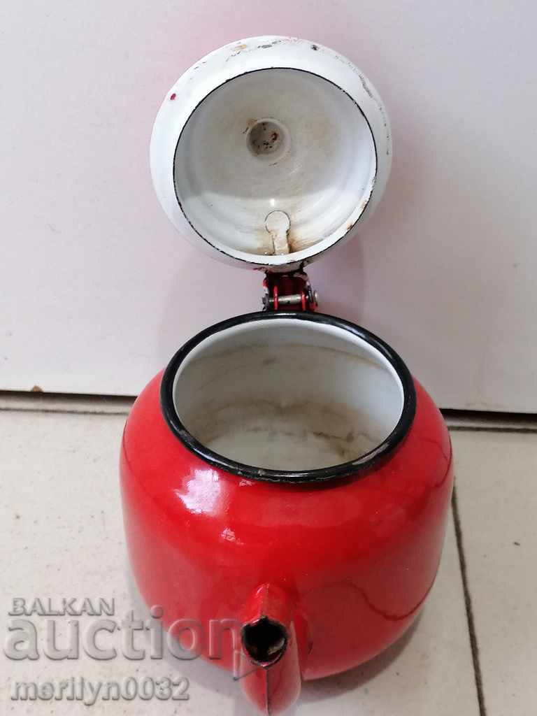 Enamelled teapot made of salt container with enamel - 6