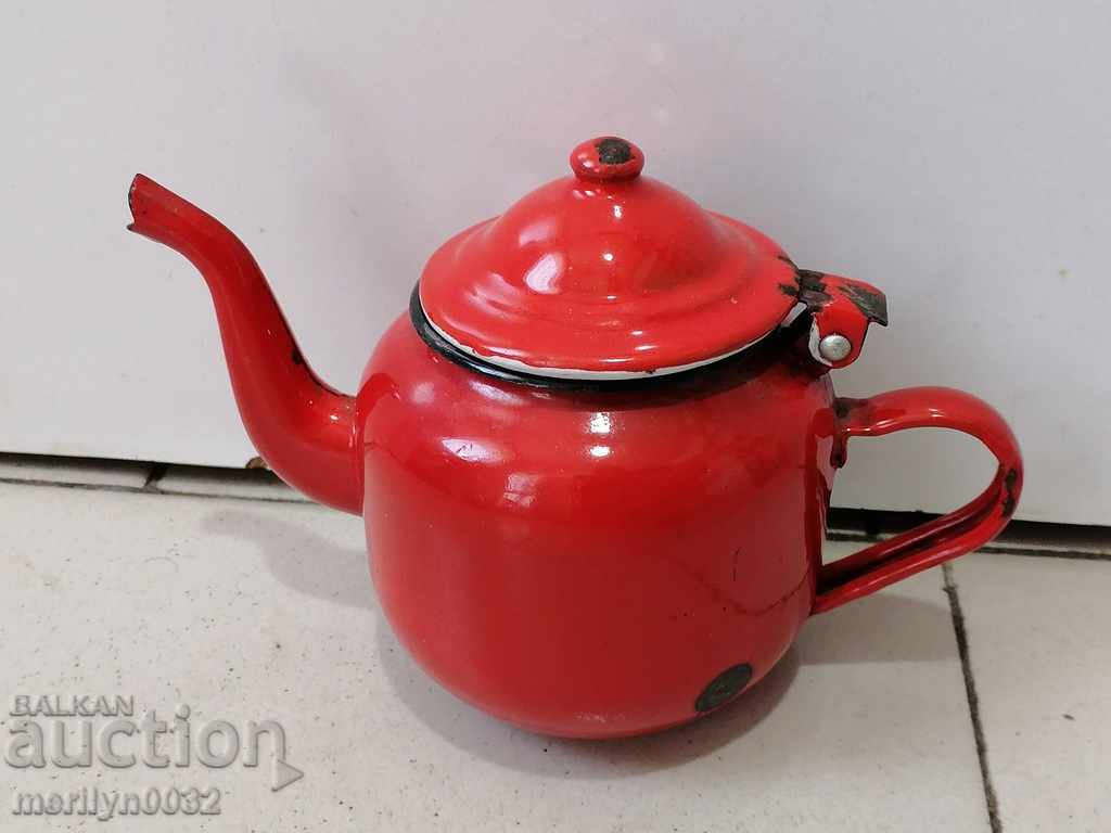 Enamelled teapot made of salt container with enamel - 7