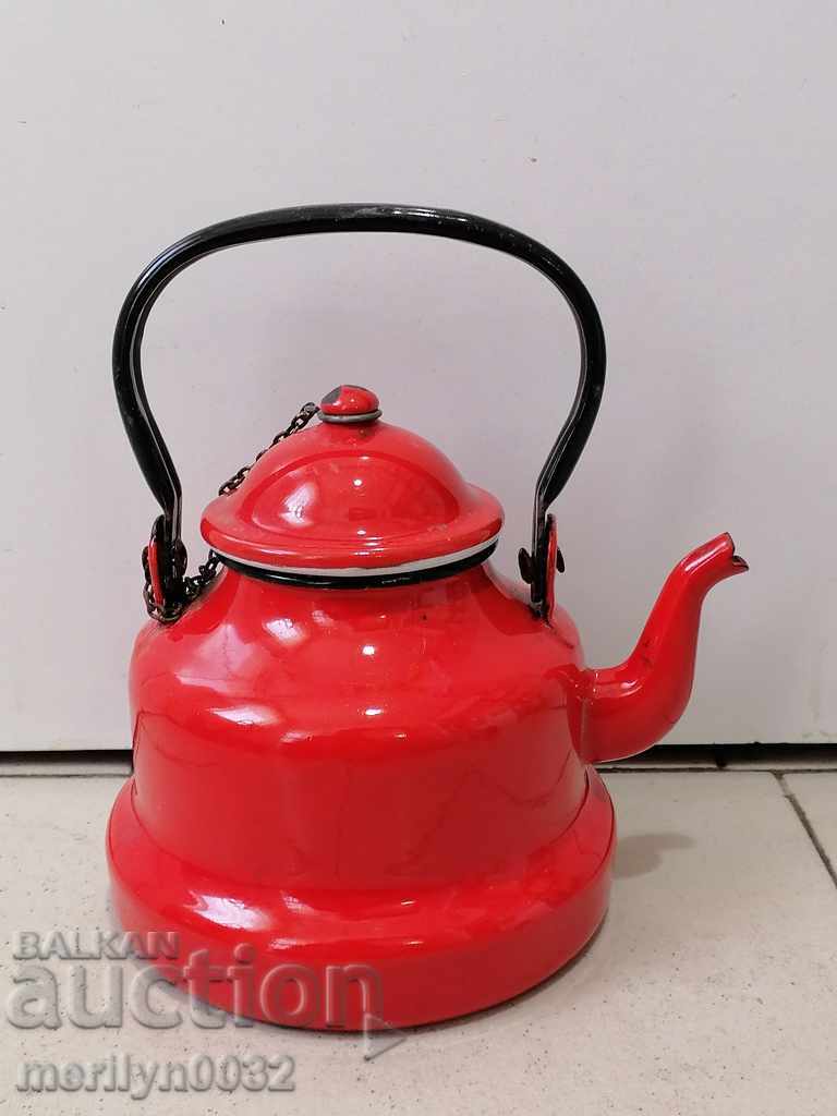 Enamelled teapot made of salt container with enamel with price 45.00 BGN | € 23.01