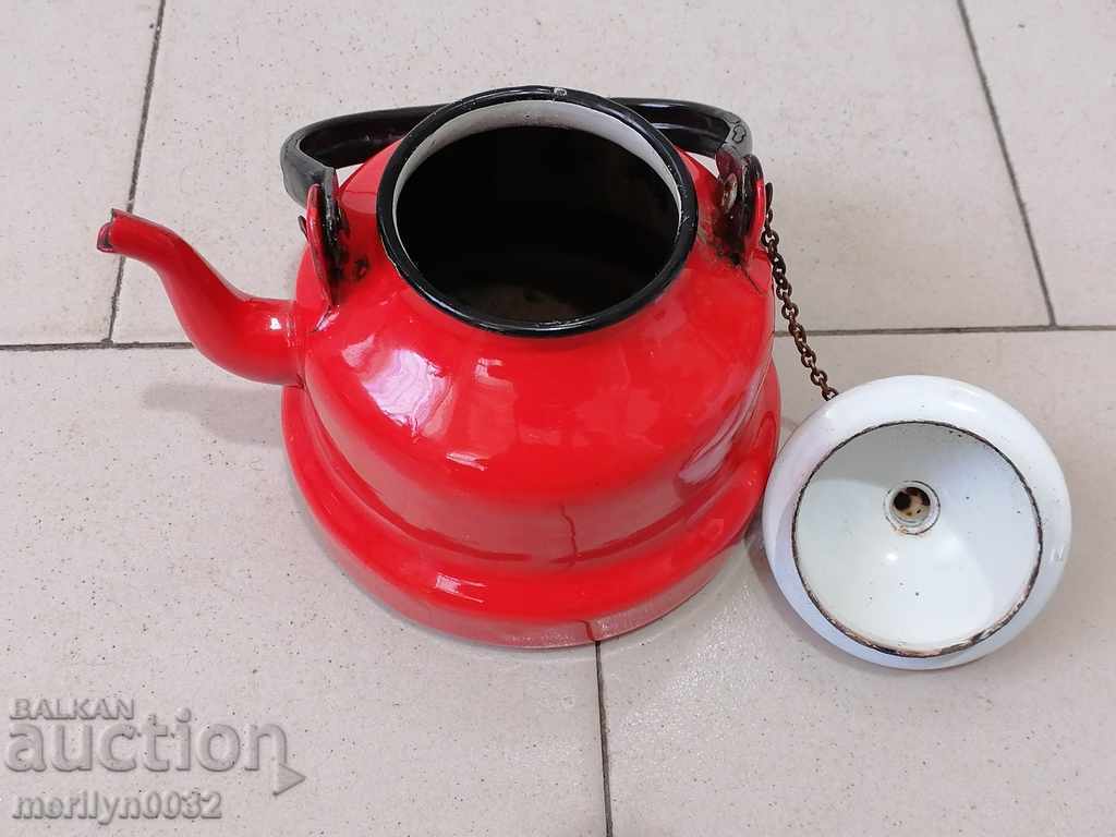 Enamelled teapot made of salt container with enamel - 5