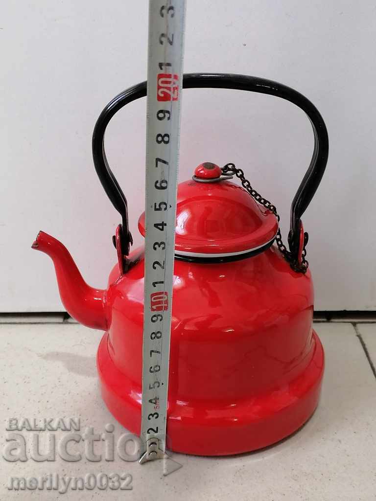 Enamelled teapot made of salt container with enamel - 6