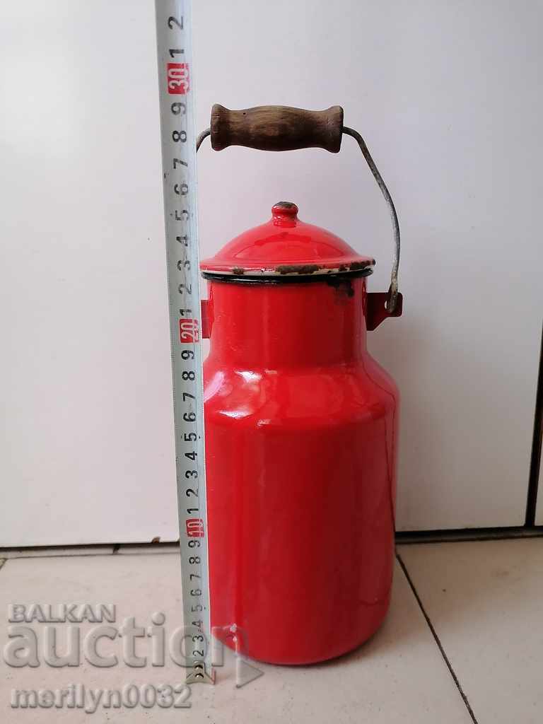 Old jug with enamel lid enamel dish - 7 Old jug with enamel lid enamel dish - 7