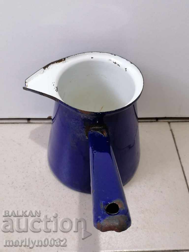 Auction Old Bulgarian pot with enamel, enameled dish, coffee pot Auction Old Bulgarian pot with enamel, enameled dish, coffee pot