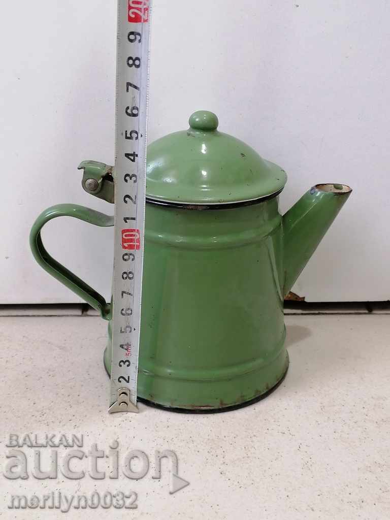 Enamelled teapot made of salt container with enamel jade jug - 5 Enamelled teapot made of salt container with enamel jade jug - 5