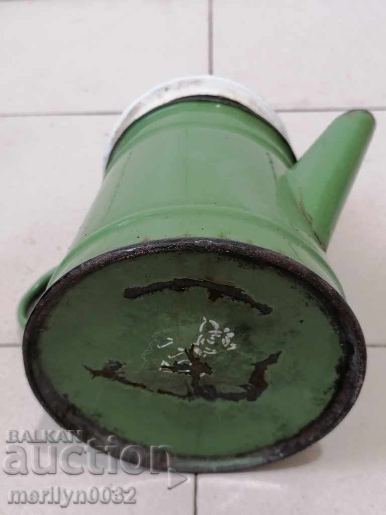 Enamelled teapot made of salt container with enamel jade jug - 6 Enamelled teapot made of salt container with enamel jade jug - 6