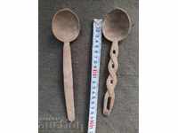 2 old wooden spoons