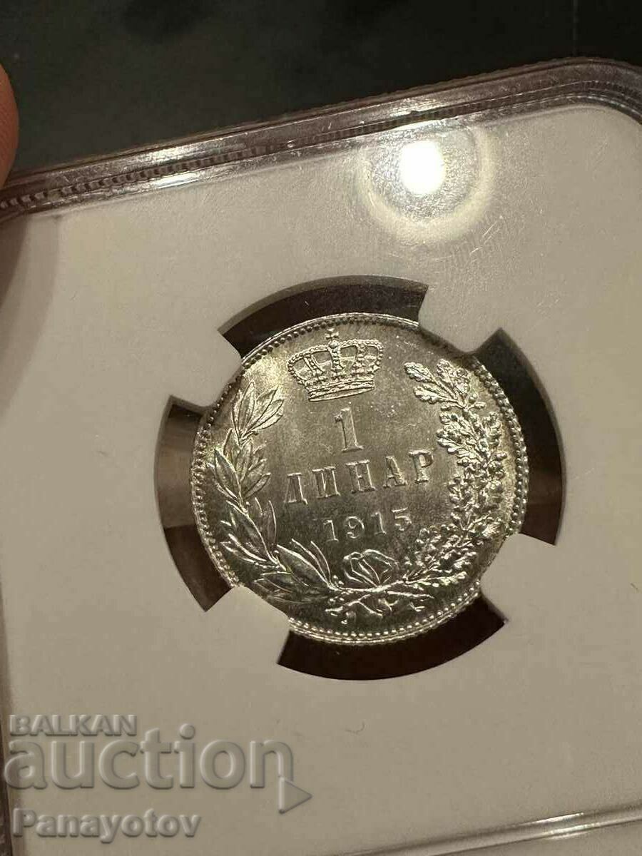 SERBIA 1 DINAR 1915 MS 64 NGC PCGS STAMP MATT UNIQUE PETER - 6 SERBIA 1 DINAR 1915 MS 64 NGC PCGS STAMP MATT UNIQUE PETER - 6