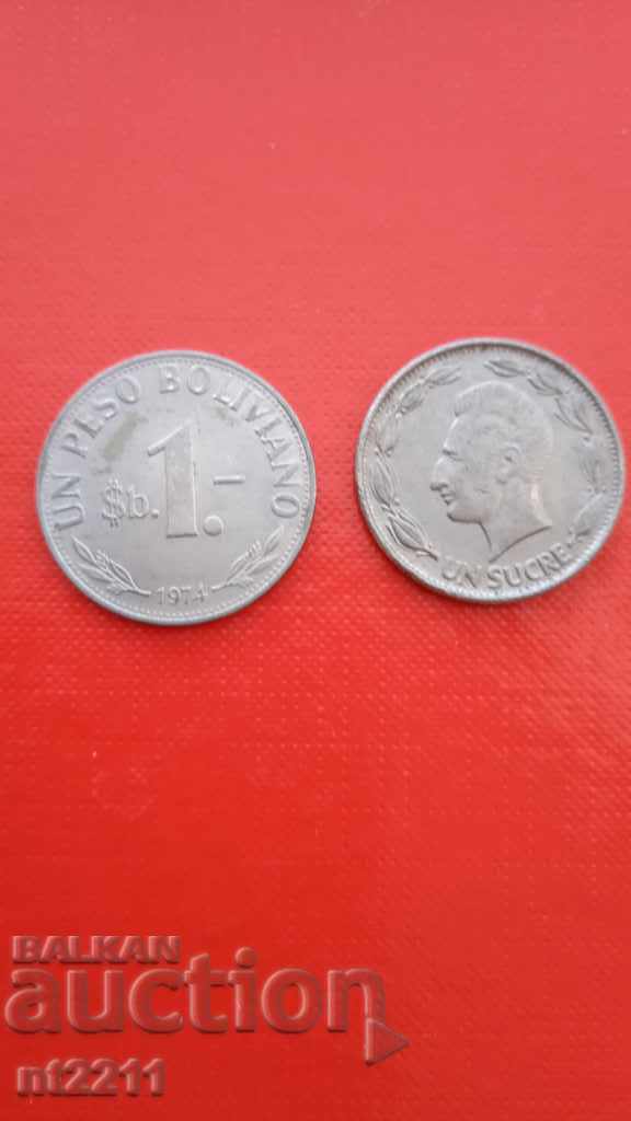Coins from Ecuador and Bolivia