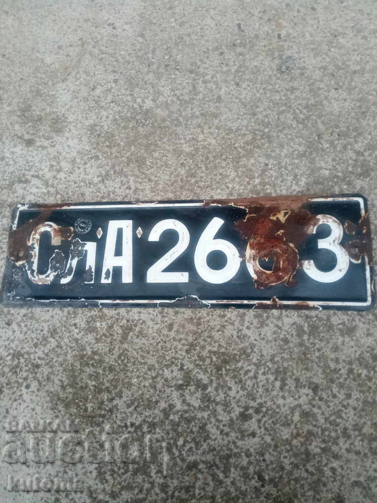 An old registration plate