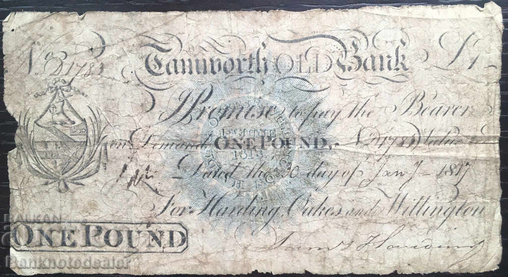Marea Britanie Tamworth Bank 1 Pound 1817