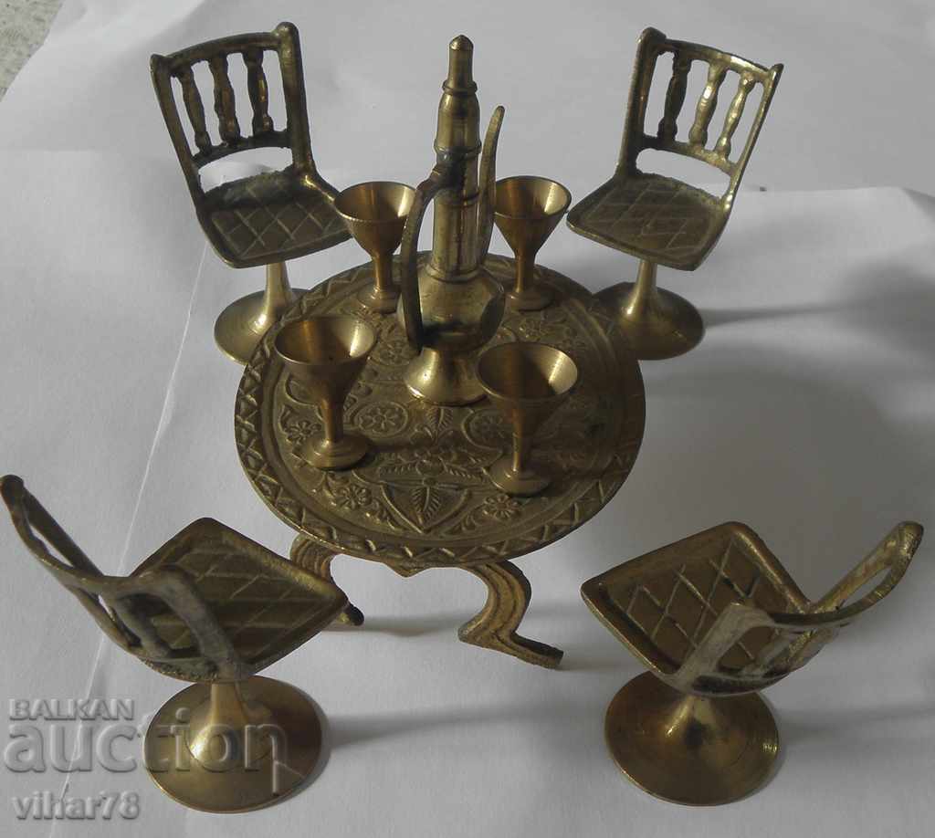 BRONZE MINI TABLE-CHAIRS-GLASSES FOR DECORATION OR OTHER. with price 299.99 BGN | € 153.38 BRONZE MINI TABLE-CHAIRS-GLASSES FOR DECORATION OR OTHER. with price 299.99 BGN | € 153.38