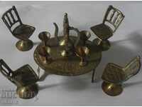 BRONZE MINI TABLE-CHAIRS-GLASSES FOR DECORATION OR OTHER.