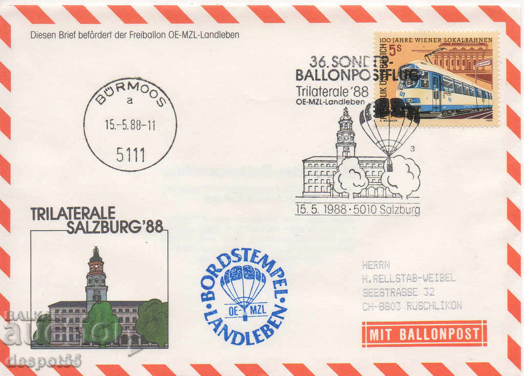 1988. Austria. Balloon mail.