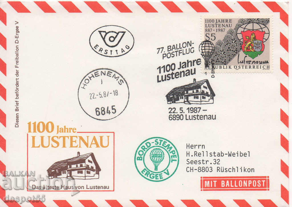 1987. Austria. Poștă cu balon.