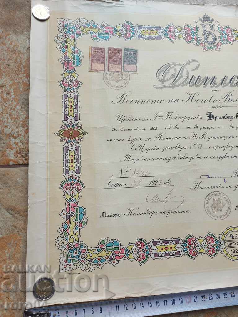 Auction DIPLOMA - HIGH SCHOOL - SOFIA - 1927 Auction DIPLOMA - HIGH SCHOOL - SOFIA - 1927
