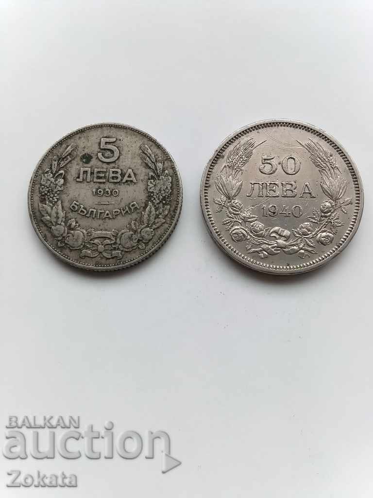 5 лева 1930г. и 50 лева 1940 г.
