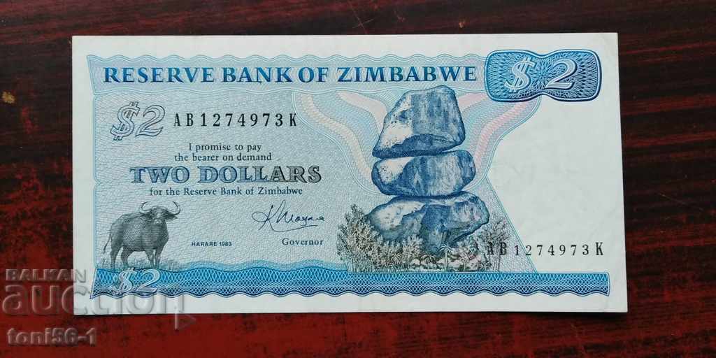 Zimbabwe 2 USD 1983 UNC