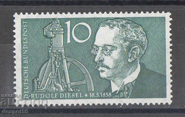 1958. Germania. 100 de ani de la nașterea lui Rudolf Diesel.