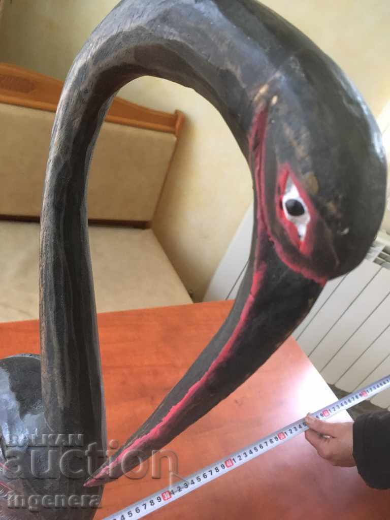 SCULPTURE FIGURE BIRD WOOD CARVING - 5