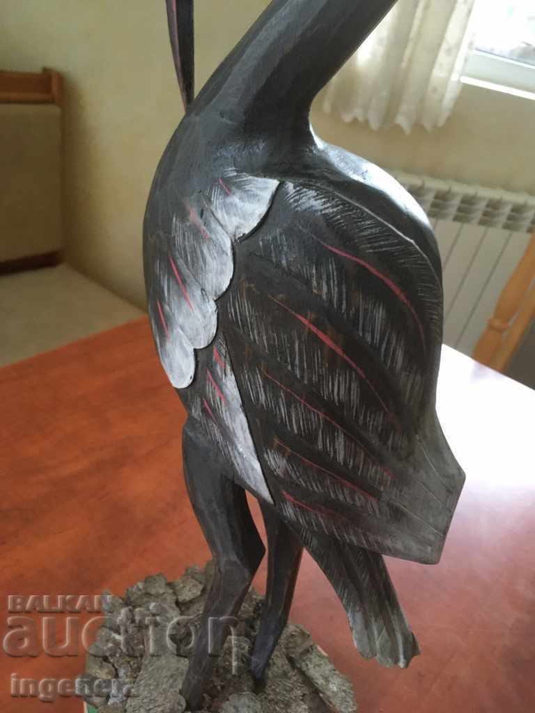 SCULPTURE FIGURE BIRD WOOD CARVING - 6