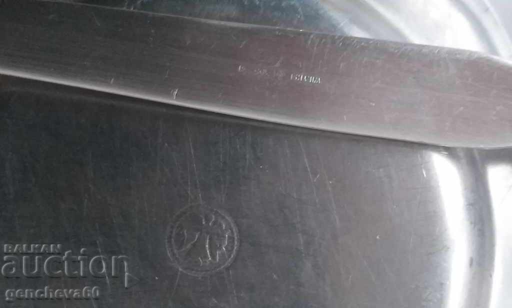 Delivery of Large old silver-plated serving spoon with plate Delivery of Large old silver-plated serving spoon with plate