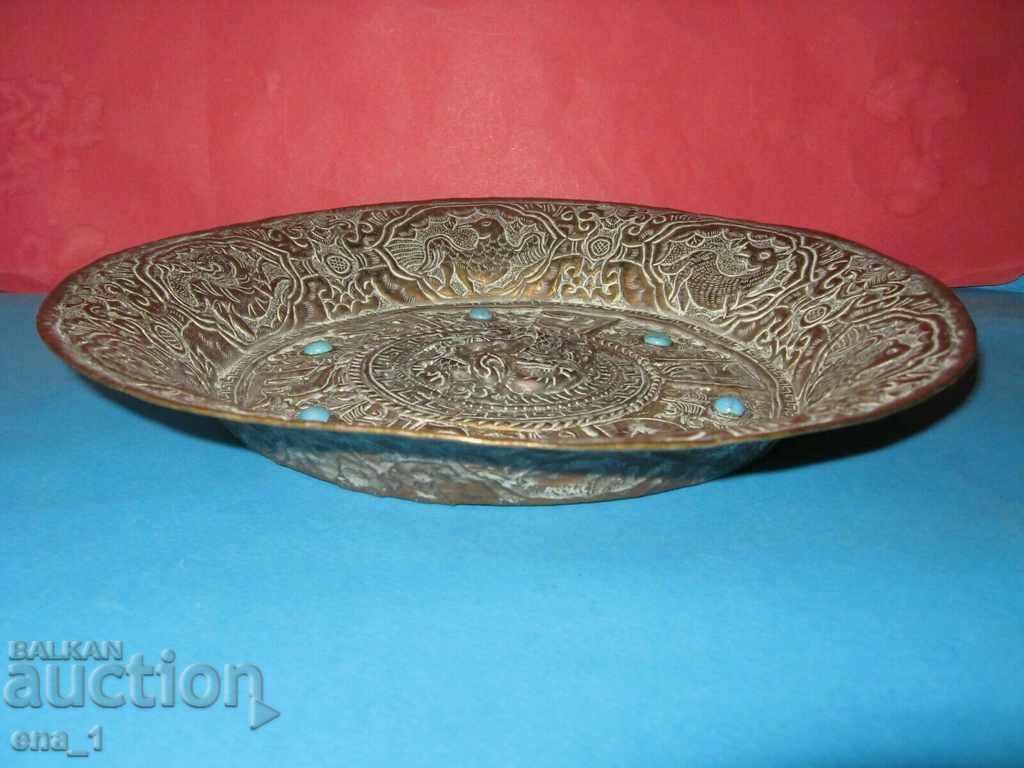 Unique rare Tibetan bronze plate with ornaments and figures with price 299.99 BGN | € 153.38