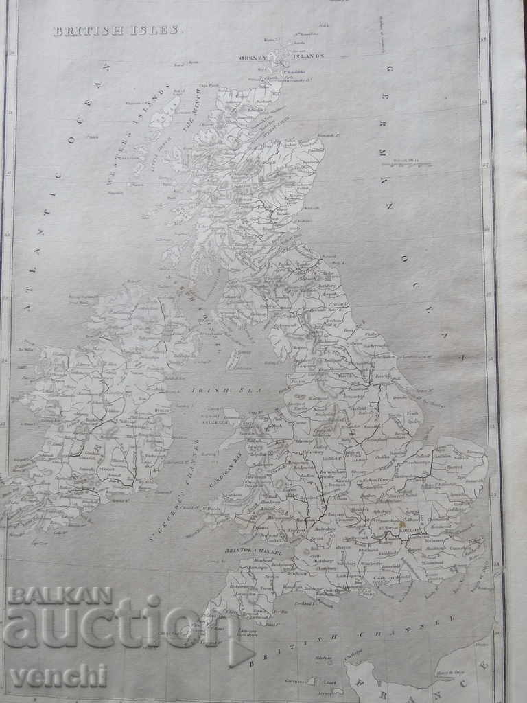 1800 - MAP OF THE BRITISH ISLES - ORIGINAL + with price 39.99 BGN | € 20.45 1800 - MAP OF THE BRITISH ISLES - ORIGINAL + with price 39.99 BGN | € 20.45