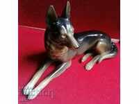 Old porcelain figurine - German shepherd - Germany.