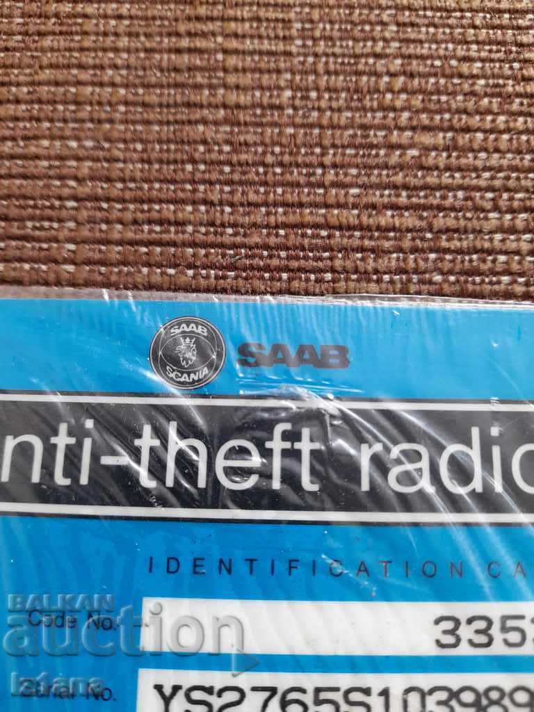 Old SAAB radio identification card with price 15.00 BGN | € 7.67