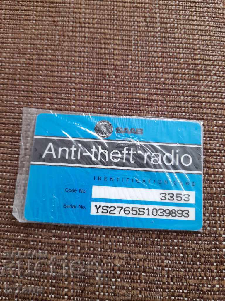 Old SAAB radio identification card