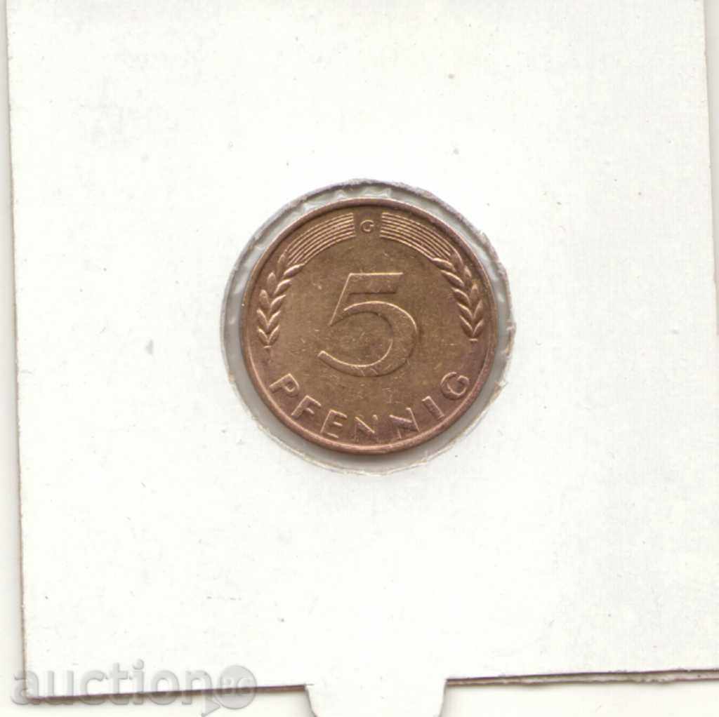 + Γερμανία-5 Pfennig-1950 G-KM # 107 + Γερμανία-5 Pfennig-1950 G-KM # 107