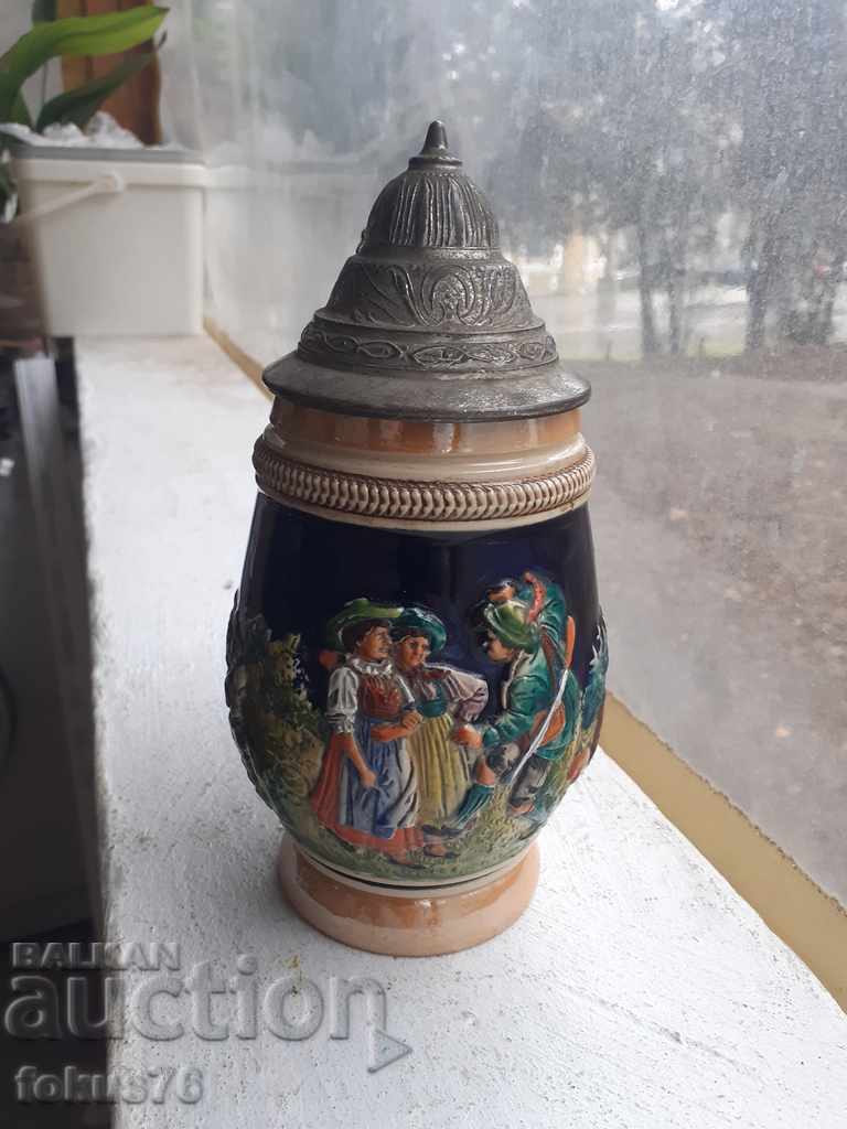 Old German porcelain beer mug