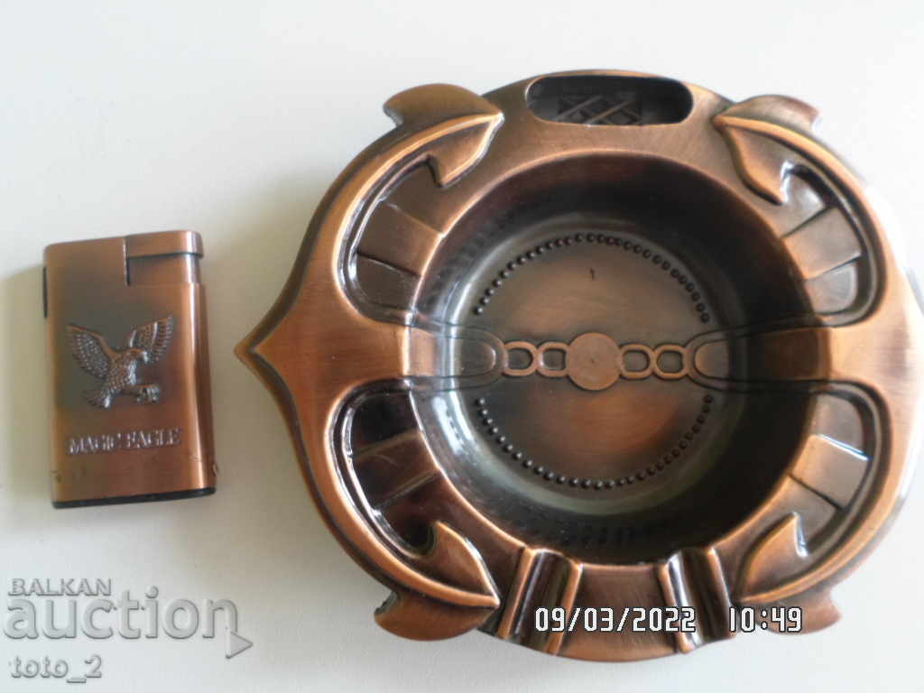 OLD Brass Ashtray + lighter /set/ with price € 9.99 | 19.54 BGN