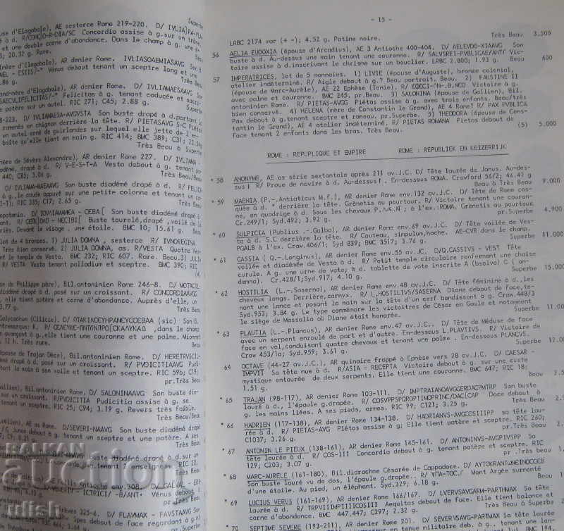 Auction  1980 Elsen brochure coin catalog Rome France auction prices