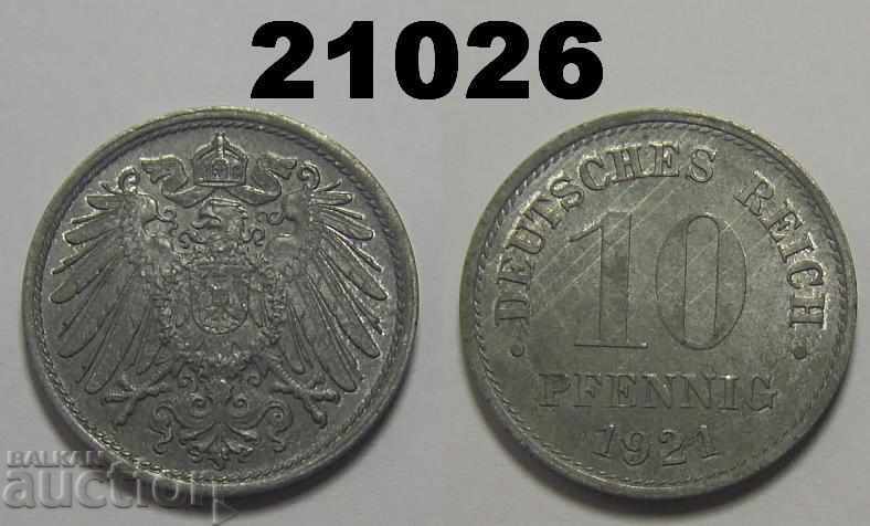 Germania 10 pfennigs 1921 zinc