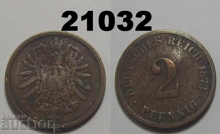 RR! Damaged Germany 2 pfennigs 1873 C